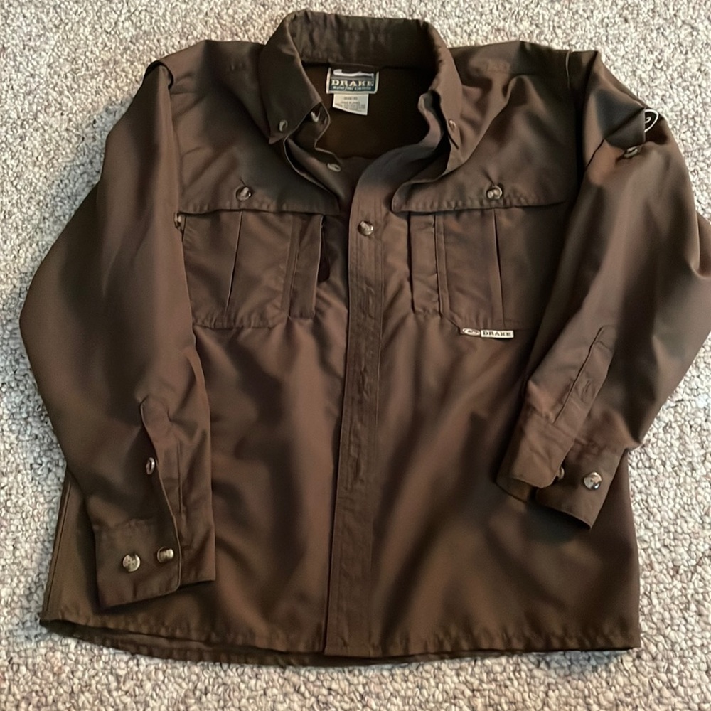 Drake size 10 fishing material shirt - Brown